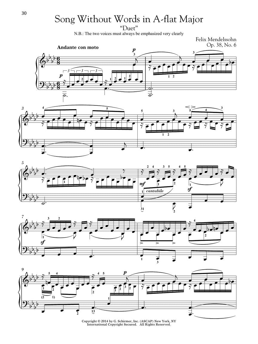 Mendelssohn: Selections from Songs Without Words