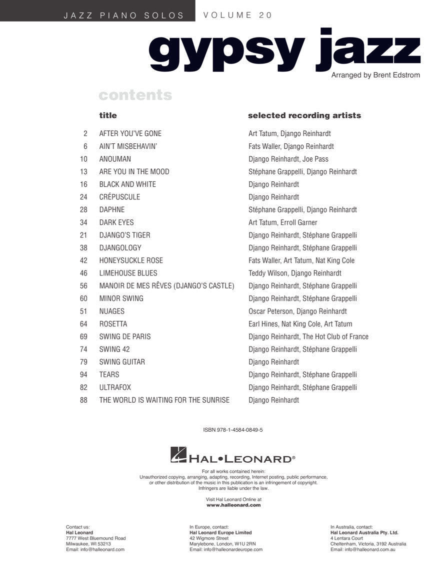 Gypsy Jazz - Jazz Piano Solos