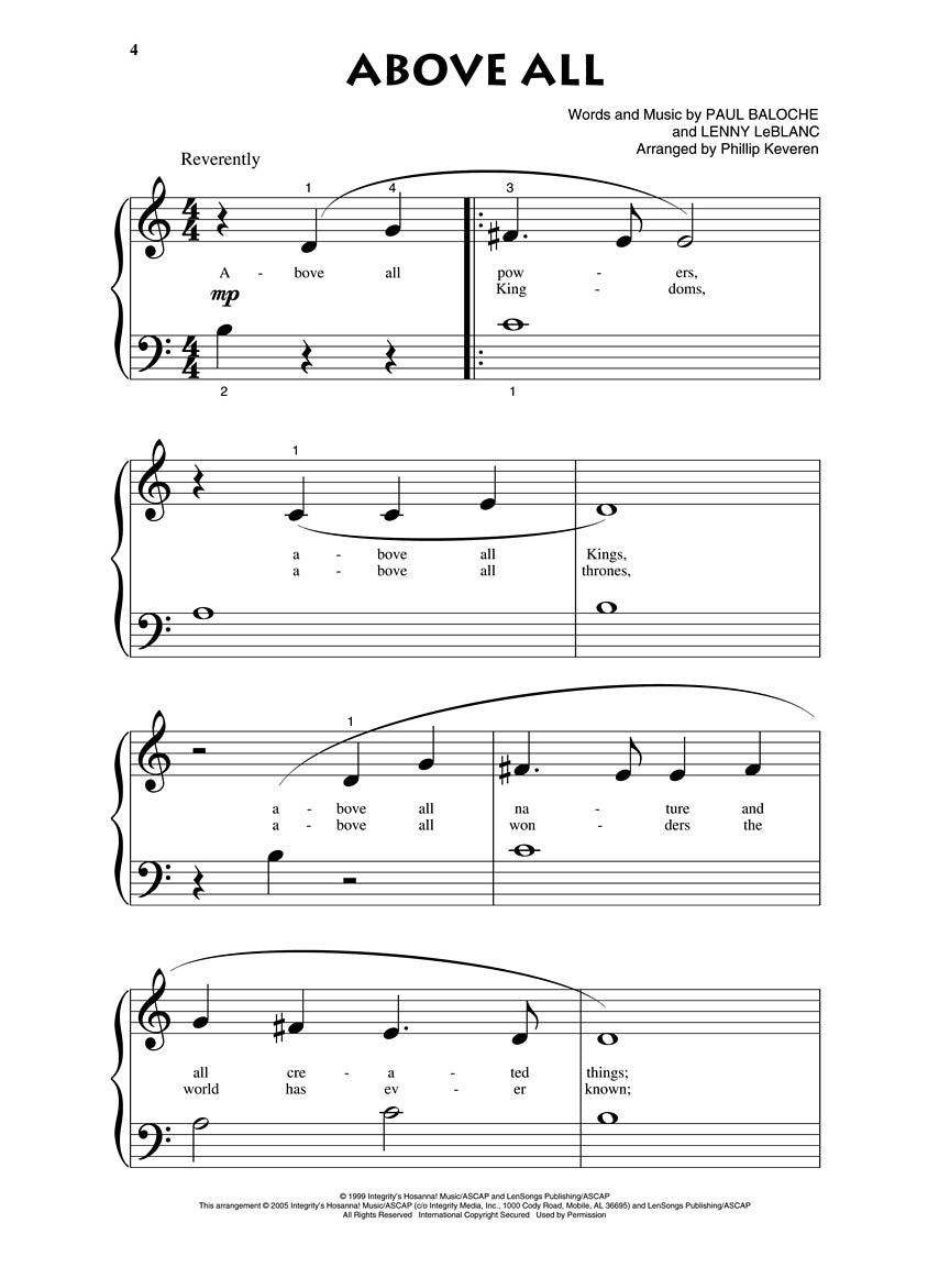 Awesome God for Beginner Piano Solo arr. Phillip Keveren