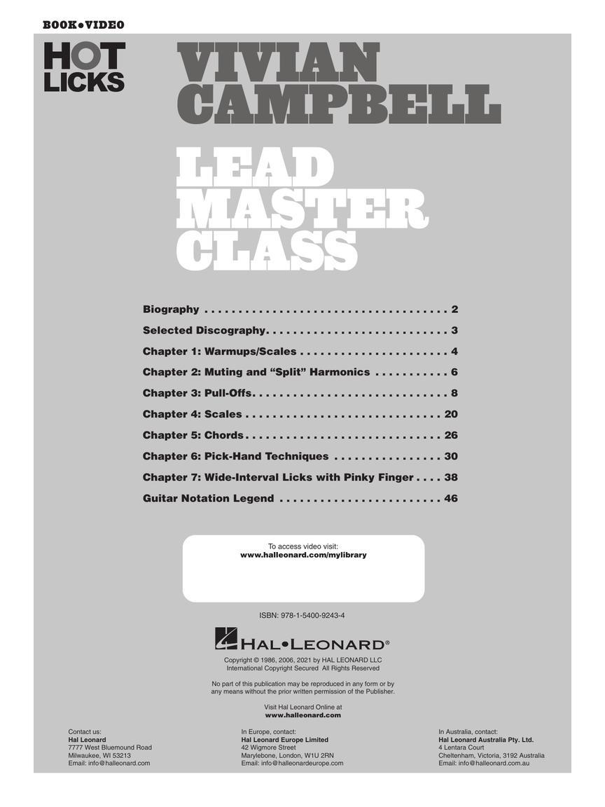 Vivian Campbell - Lead Master Class