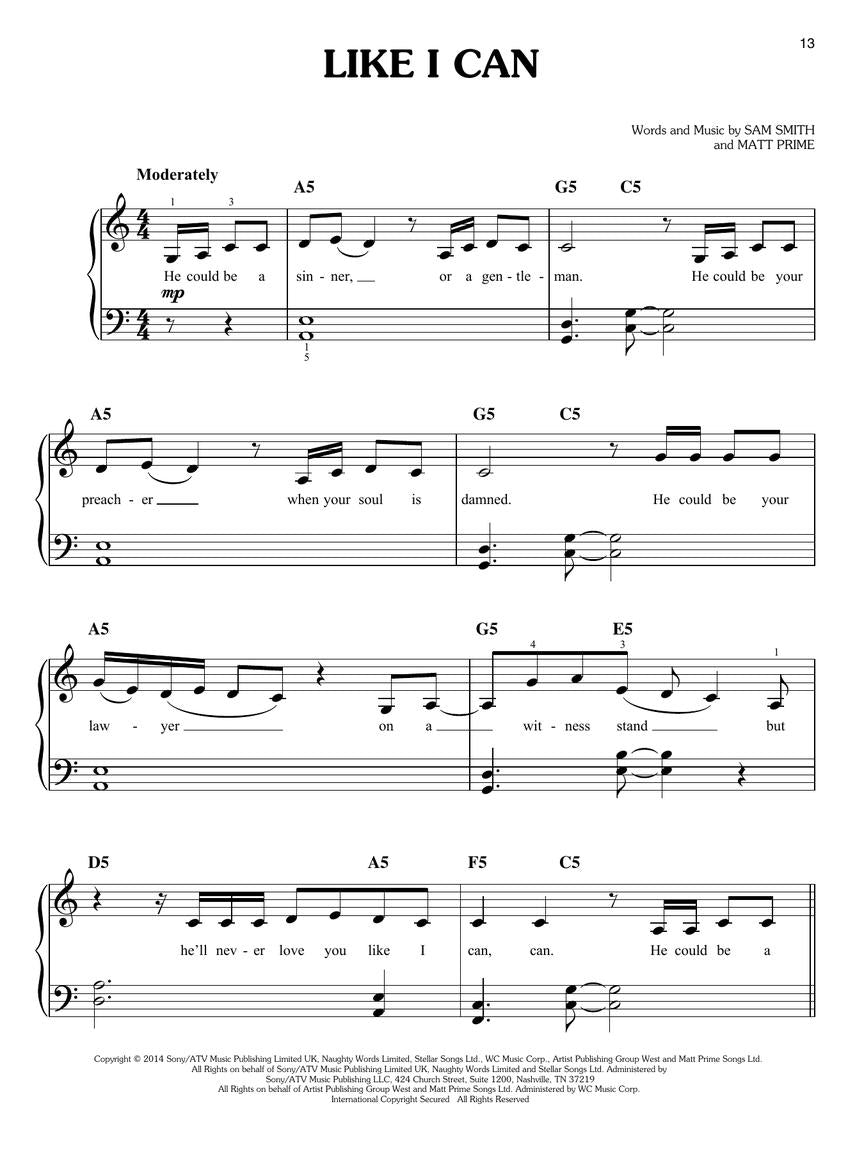 Sam Smith Easy Piano Collection