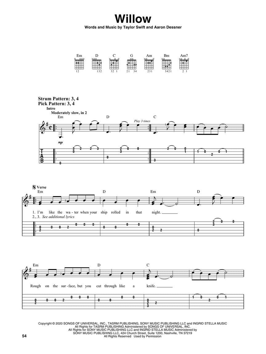 Chart Hits of 2020-2021 Easy Guitar Notes & TAB