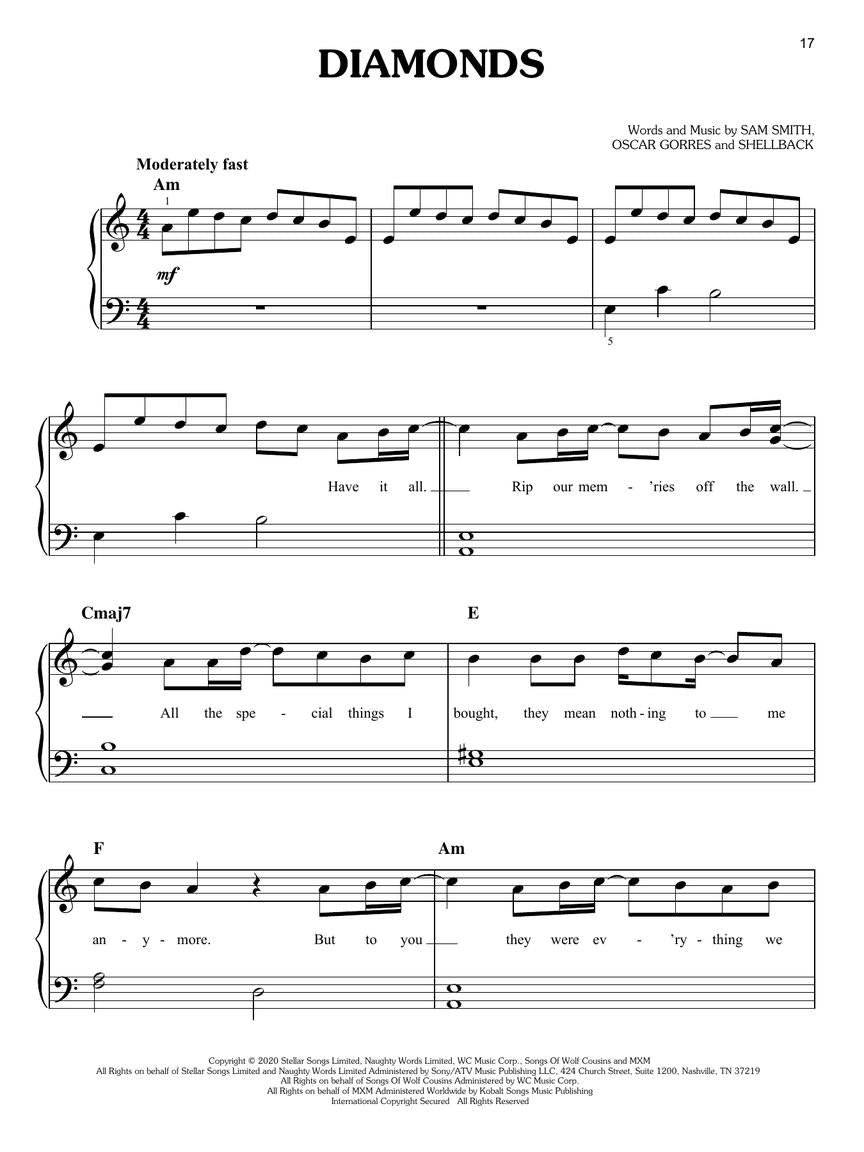 Chart Hits of 2020-2021 for Easy Piano