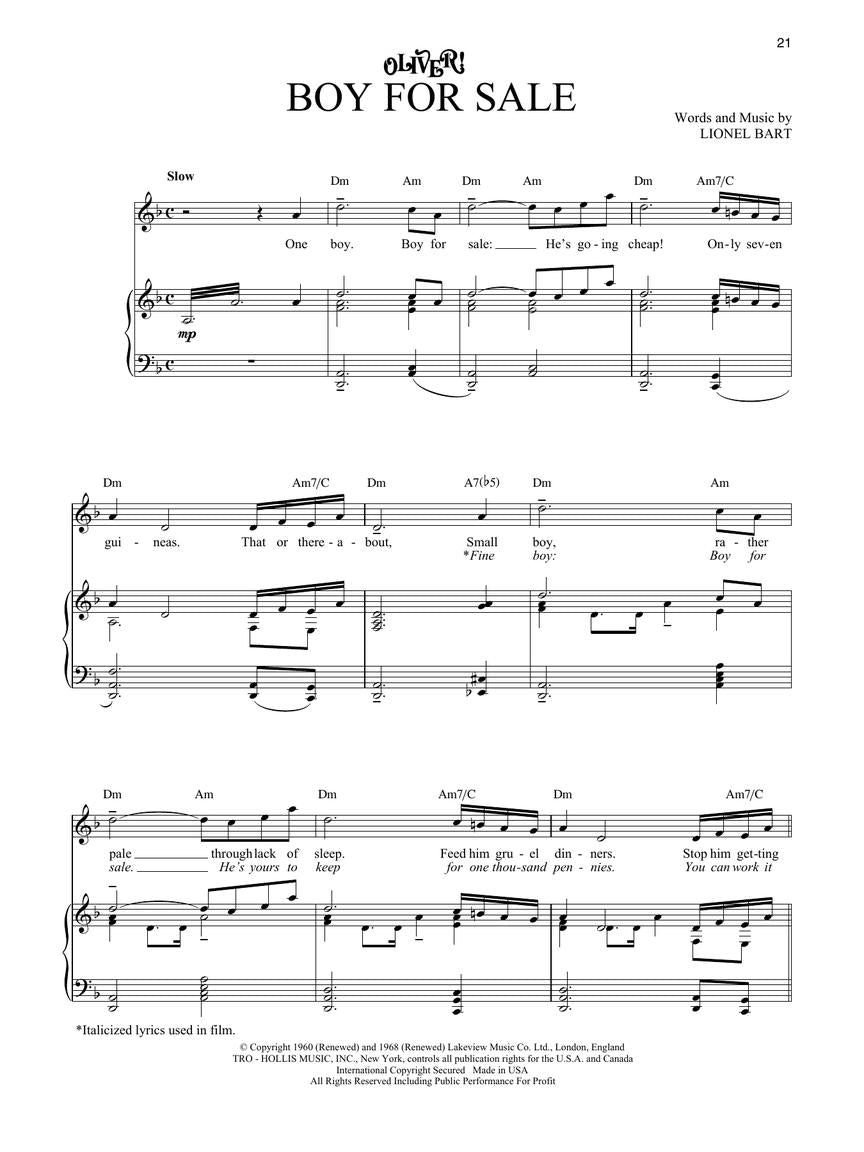 Oliver Vocal Selections