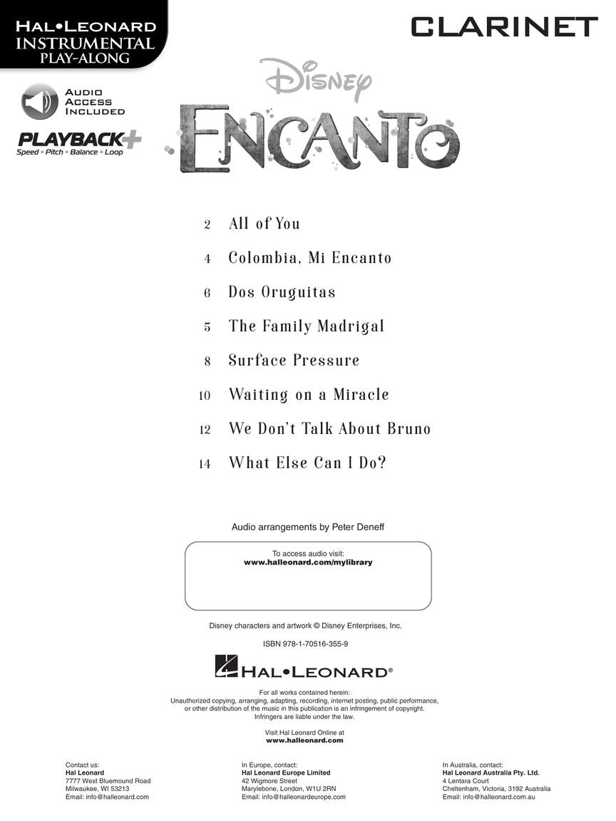 Encanto for Clarinet - Song List