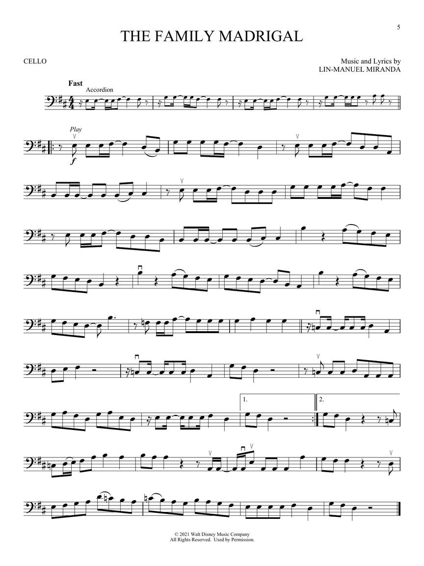 Encanto for Cello - 'The Family Madrigal' Sheet Music