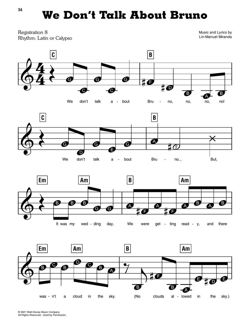 EZ Play Piano 43: Encanto - 'We Don't Talk About Bruno'
