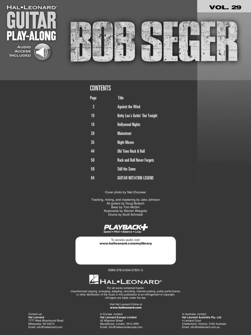 Bob Seger Guitar Play-Along