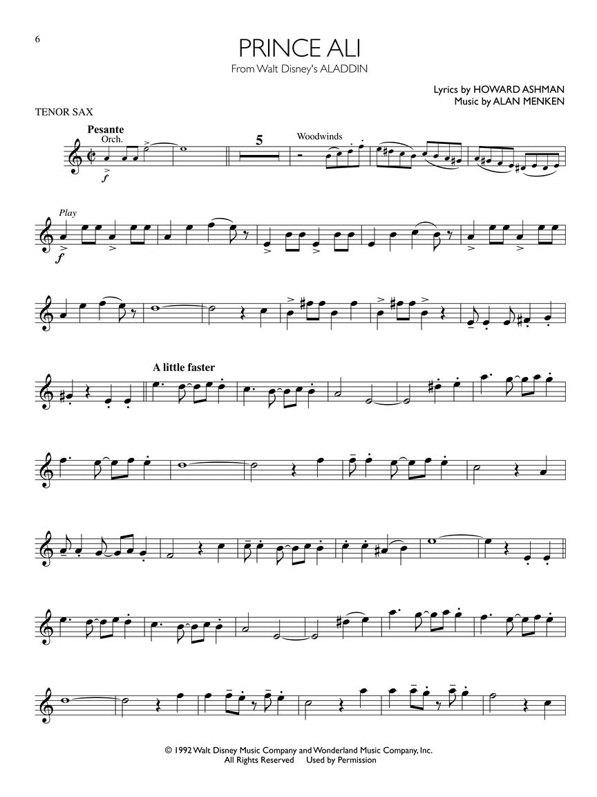 Disney Movie Hits for Tenor Sax