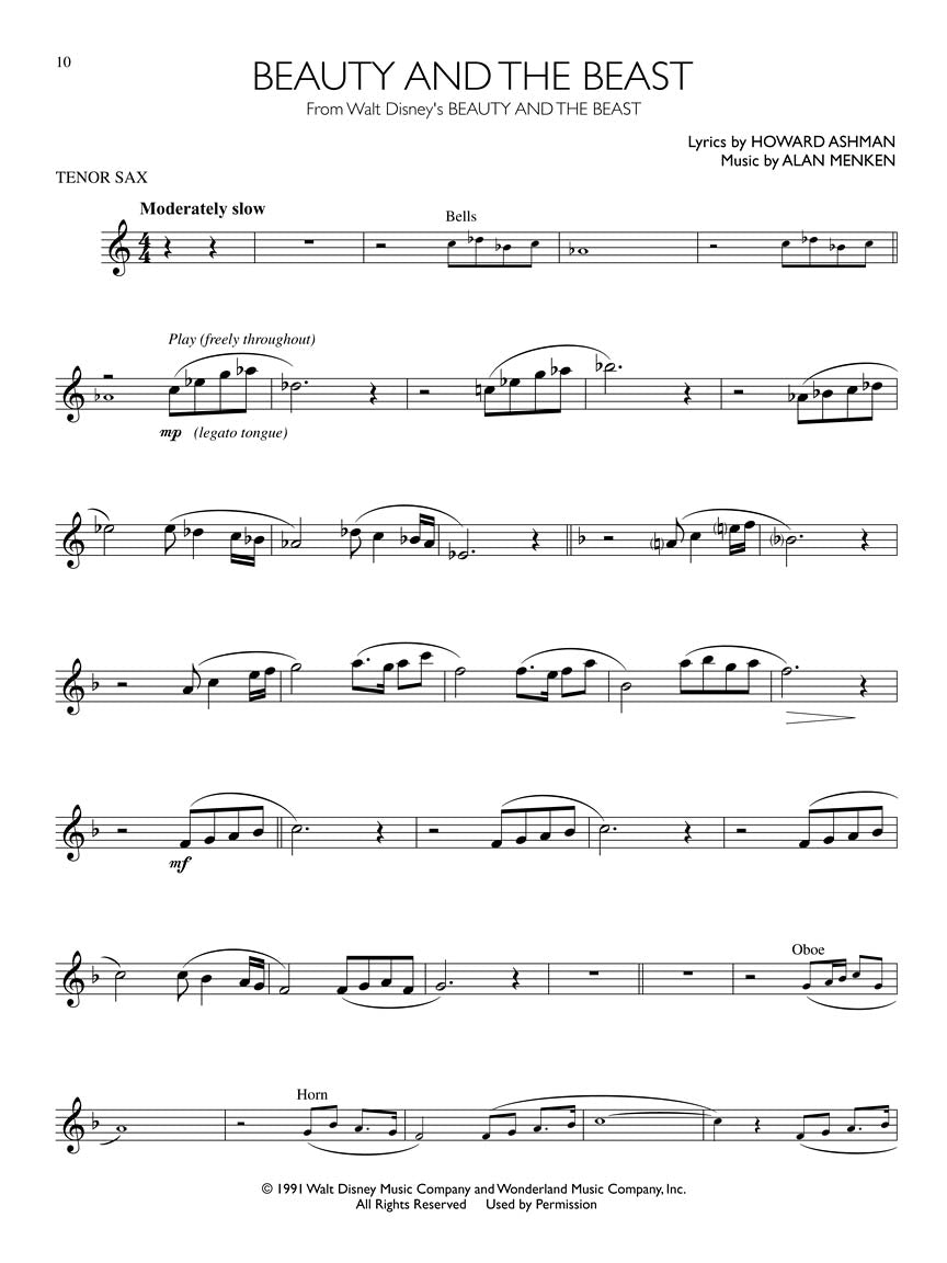Disney Movie Hits for Tenor Sax