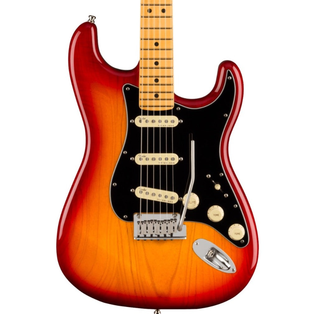 Fender American Ultra Luxe Stratocaster, Plasma Red Burst