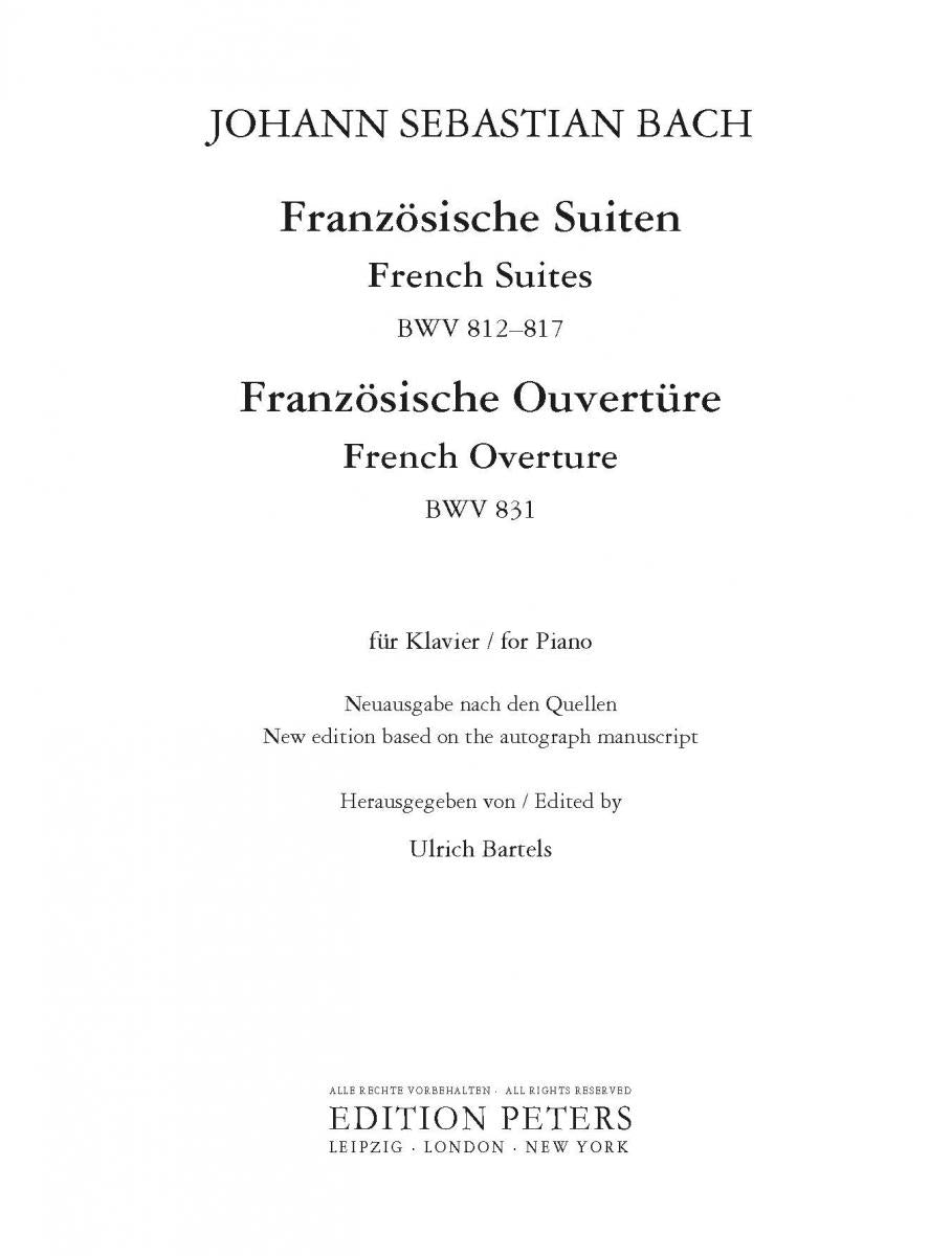 Bach: French Suites BWV 812, 817 & French Overture BWV 831 for Piano