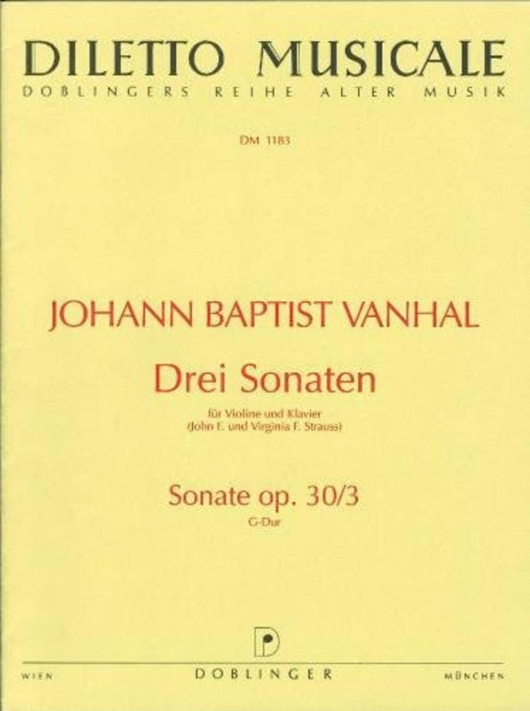 Vanhal: Sonata No. 3 Op, 30 in G Major for Violin & Piano