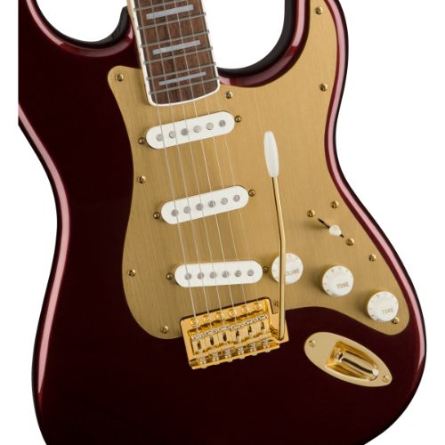 Squier 40th Anniversary Stratocaster, Gold Edition, Ruby Red Metallic