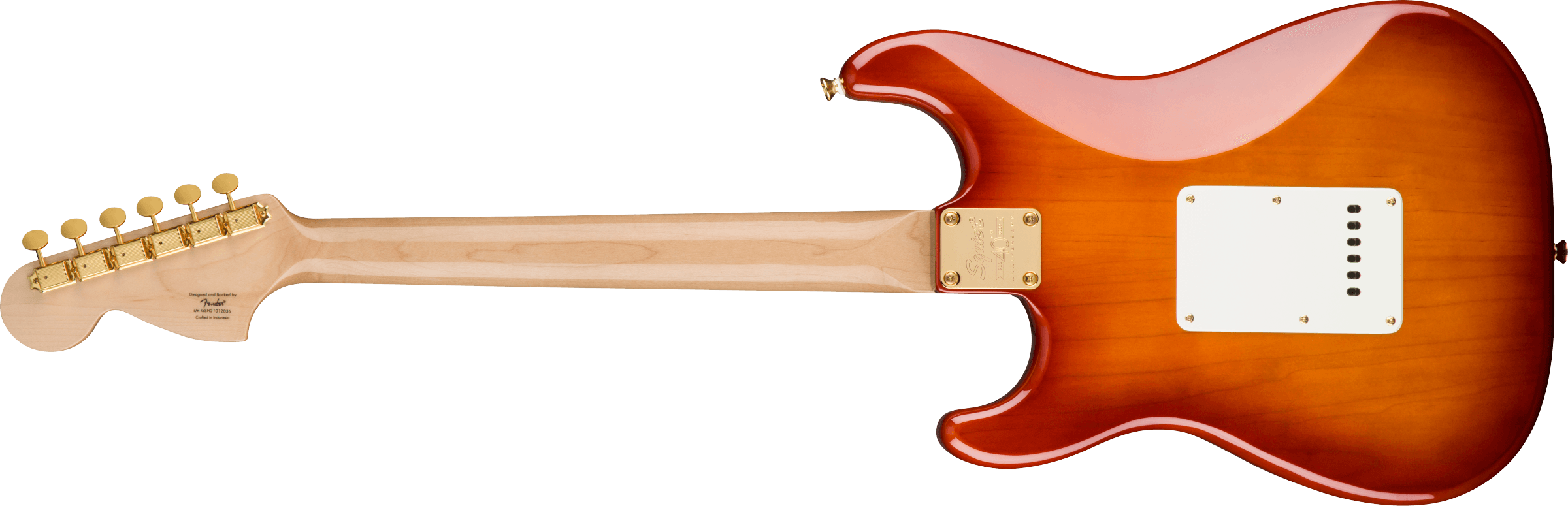 Squier 40th Anniversary Stratocaster, Gold Edition, Sienna Sunburst