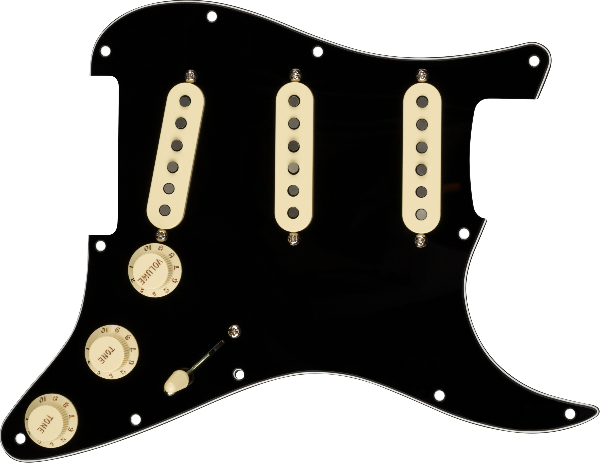 Fender Pre-Wired Strat Pickguard, Custom Shop Fat 50's SSS, 11 Hole Black, White or Tortoise Shell