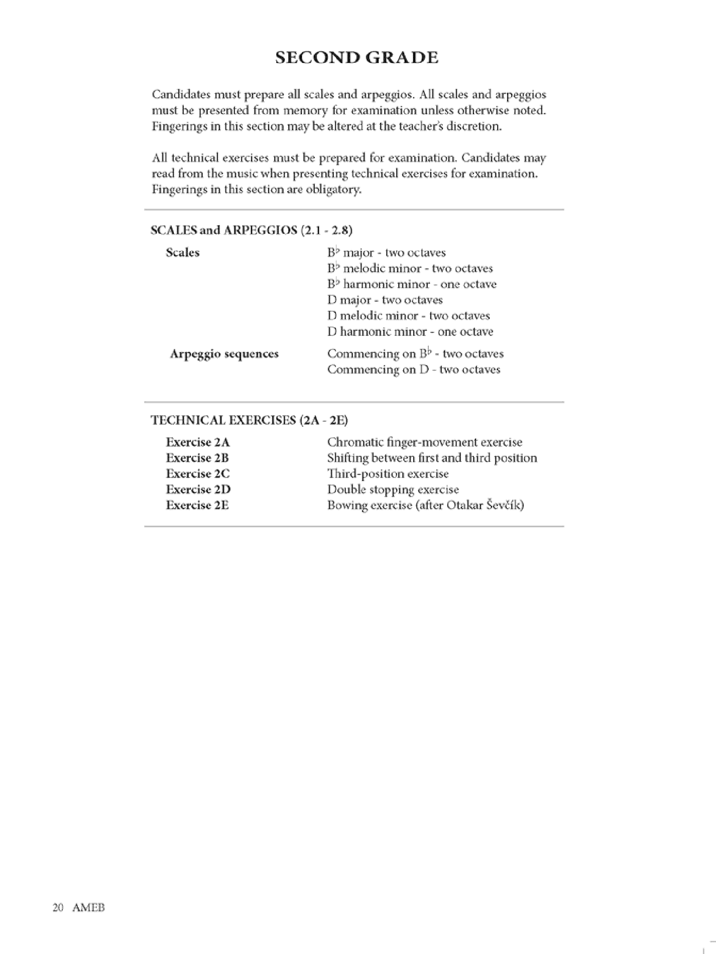 AMEB Violin Technical Workbook 2011