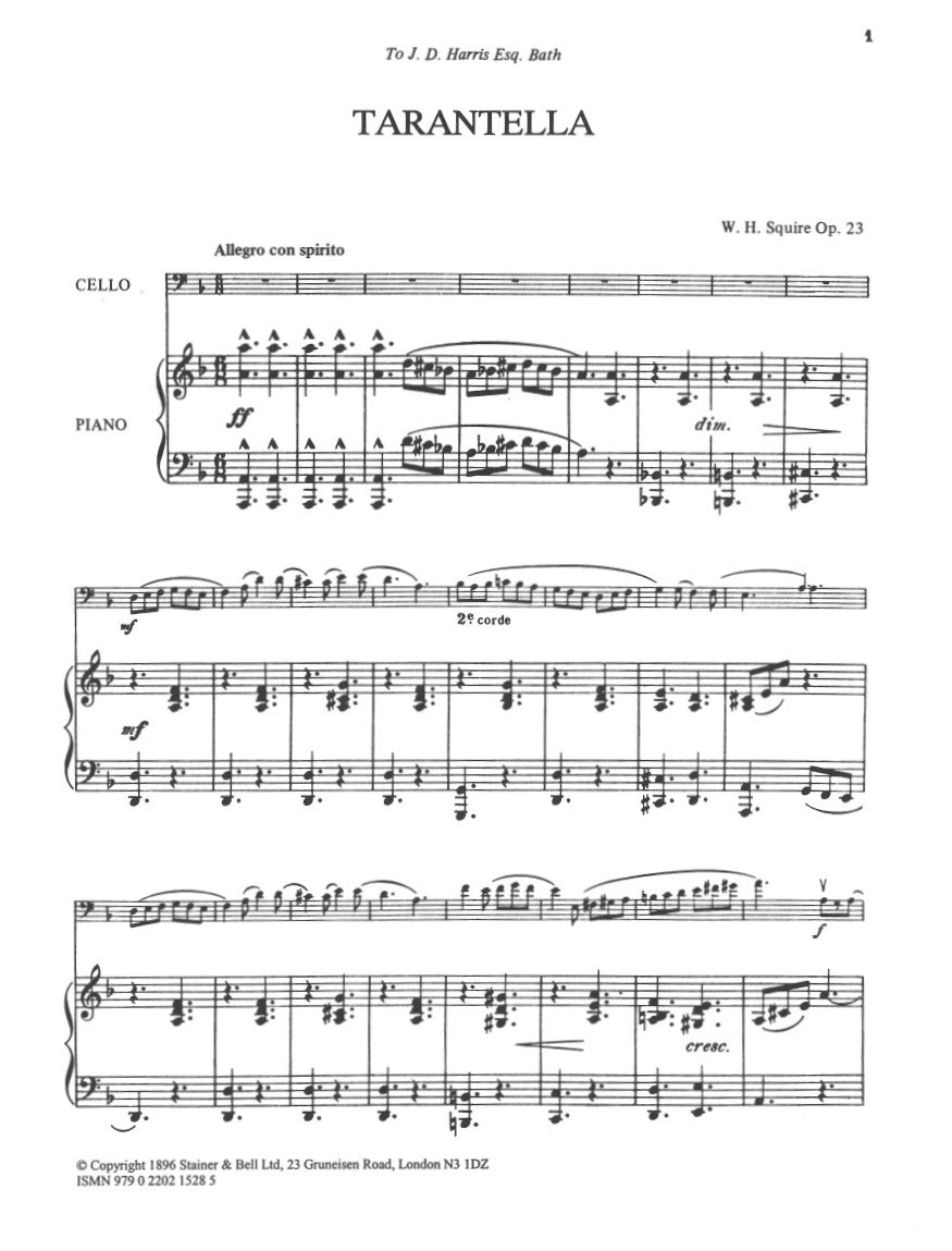 Squire: Tarantella for Cello & Piano