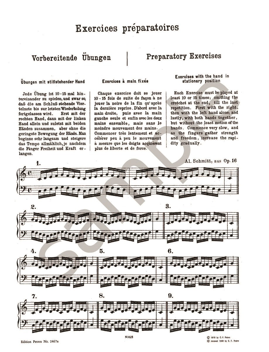 Schmitt: Preparatory Exercises, Op. 16
