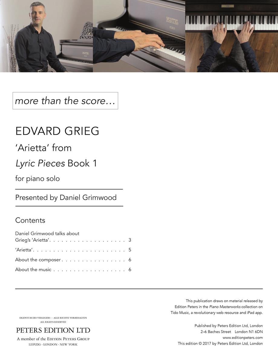 Grieg: Arietta from Lyric Pieces Book 1 for Solo Piano