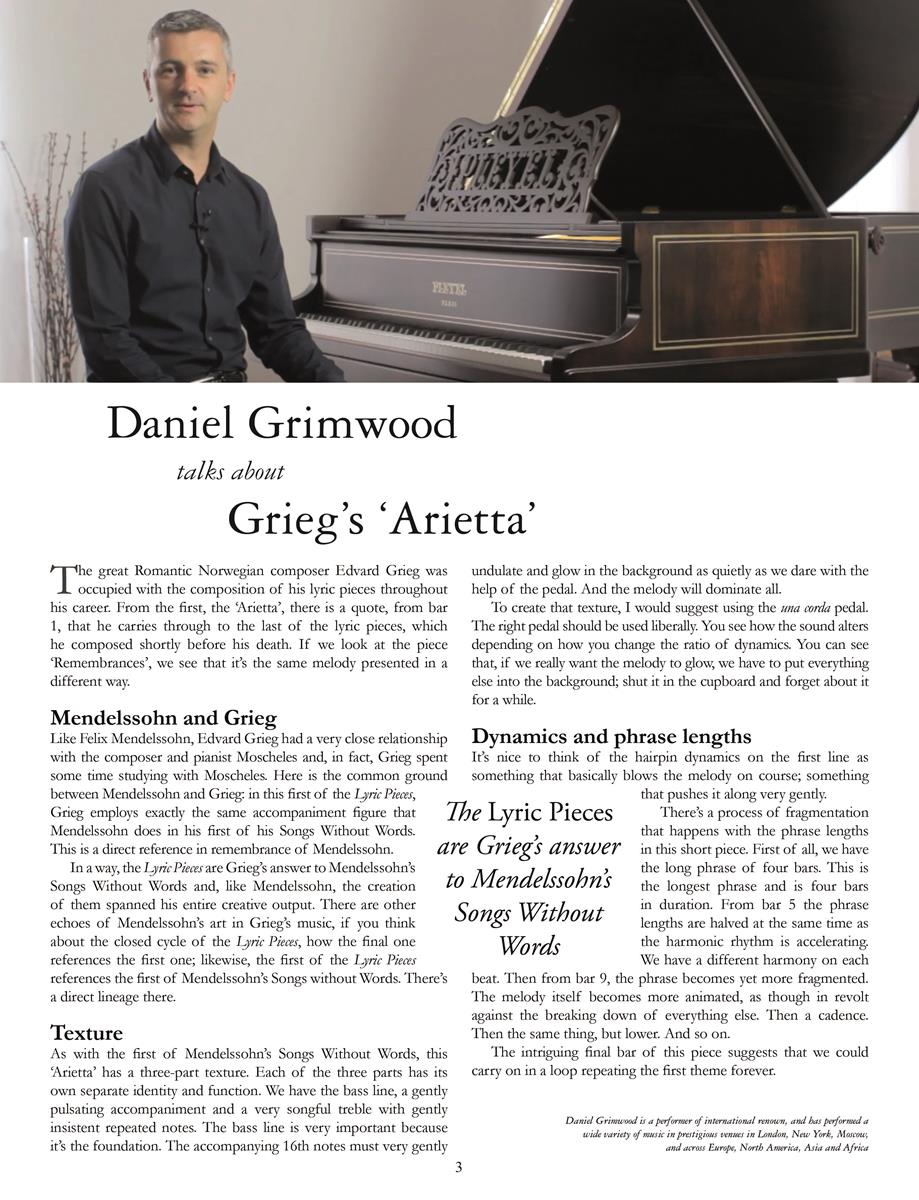 Grieg: Arietta from Lyric Pieces Book 1 for Solo Piano