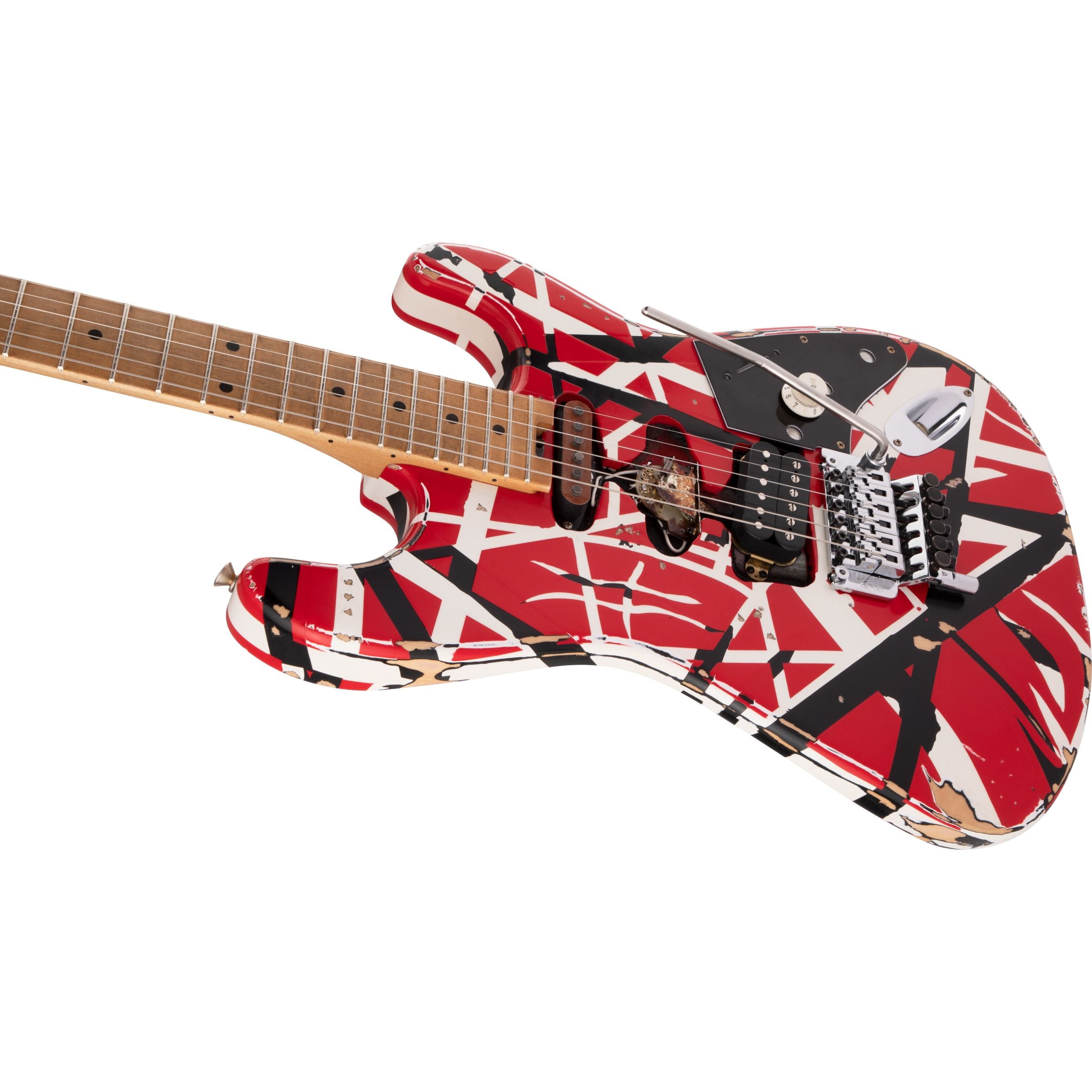 EVH Striped Series Frankie Guitar, Red with Black Stripes Relic