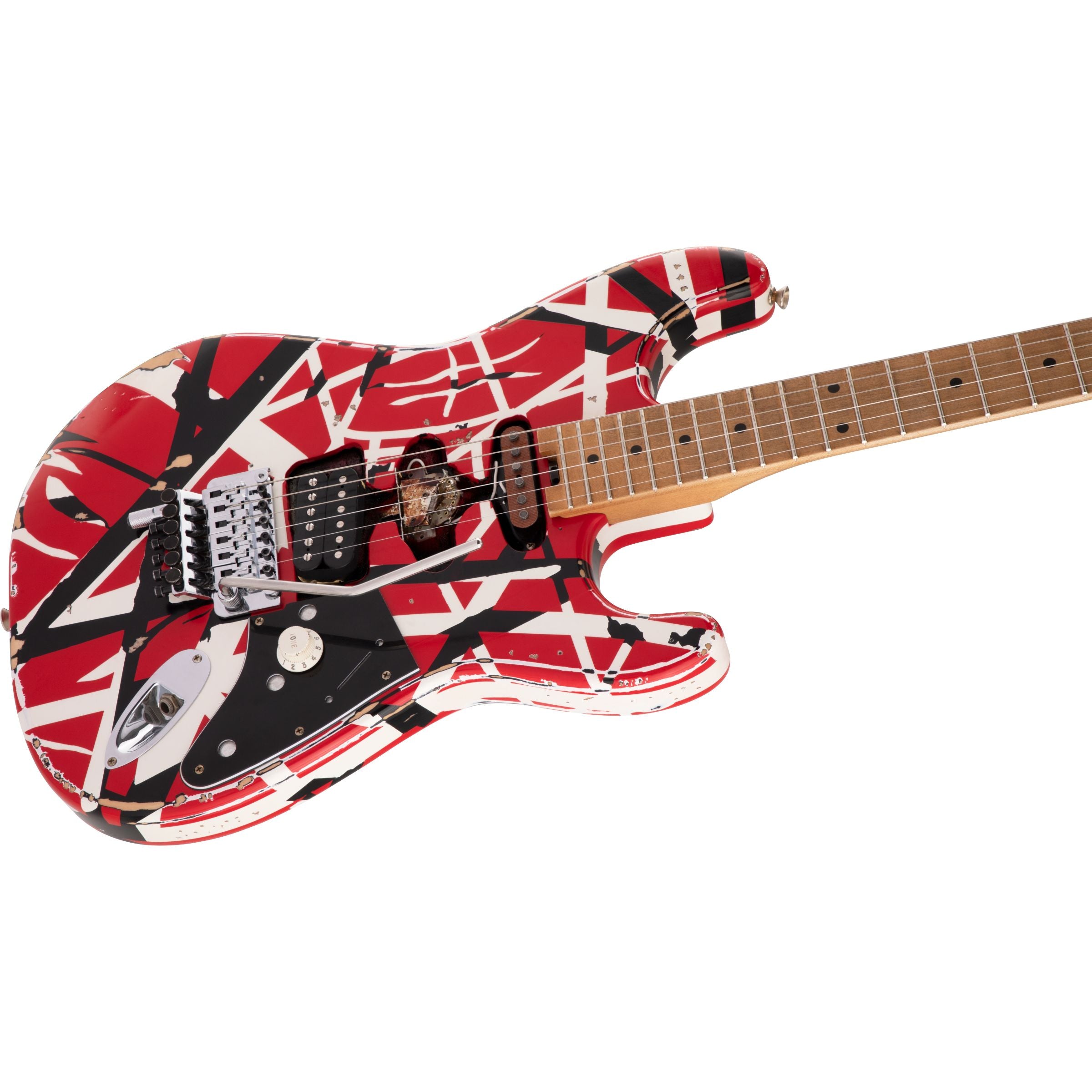 EVH Striped Series Frankie Guitar, Red with Black Stripes Relic