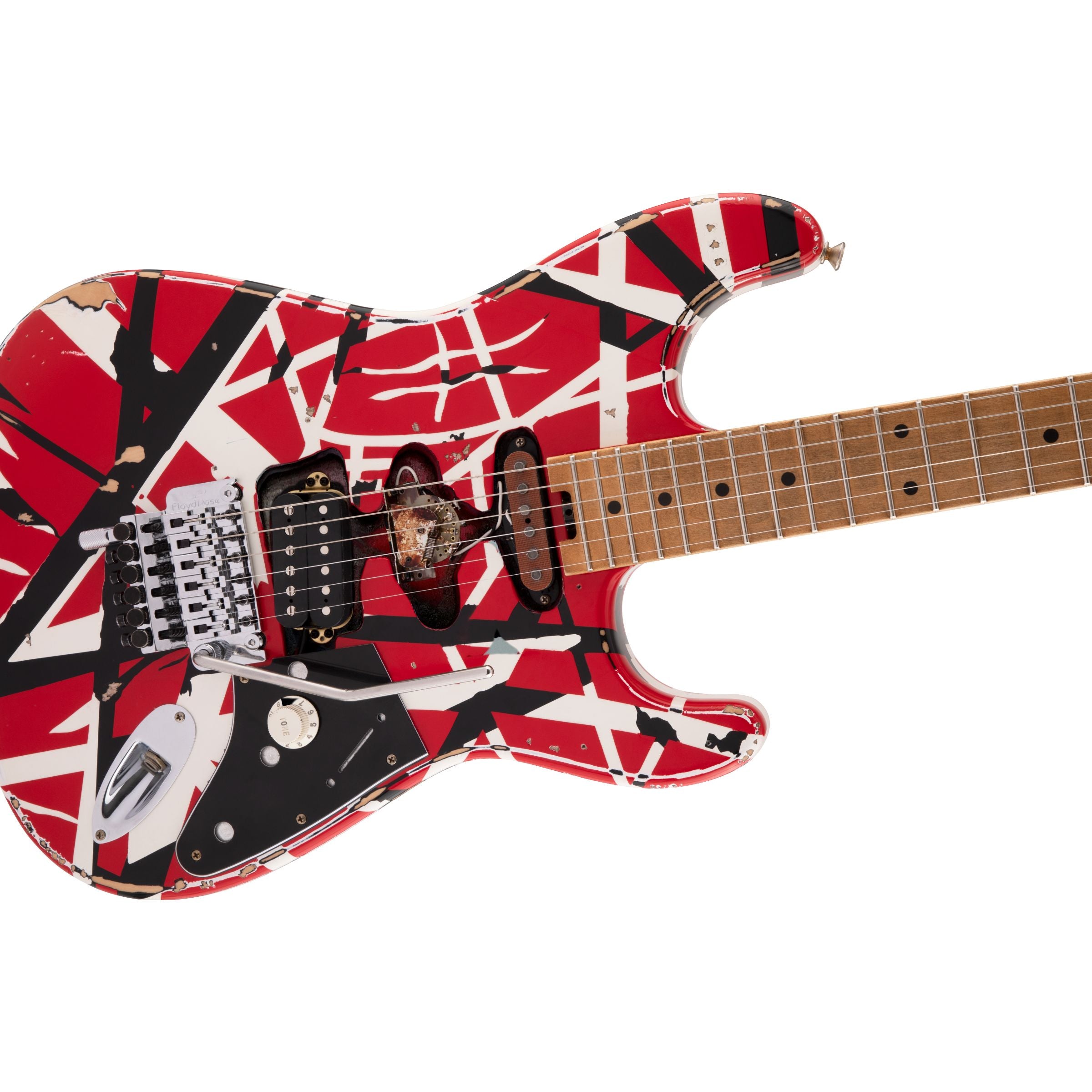EVH Striped Series Frankie Guitar, Red with Black Stripes Relic