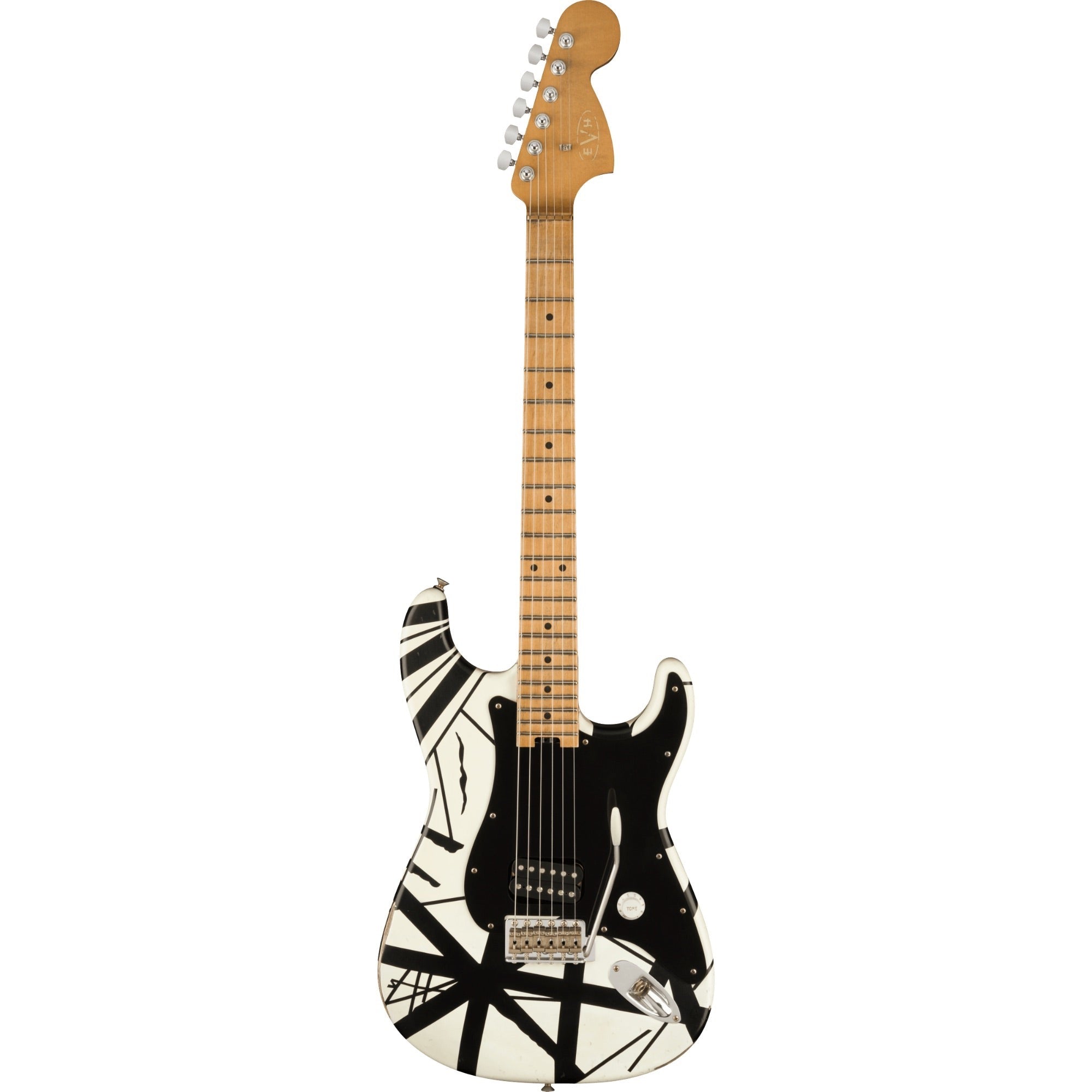 EVH Striped Series '78 Eruption Guitar, White with Black Stripes Relic