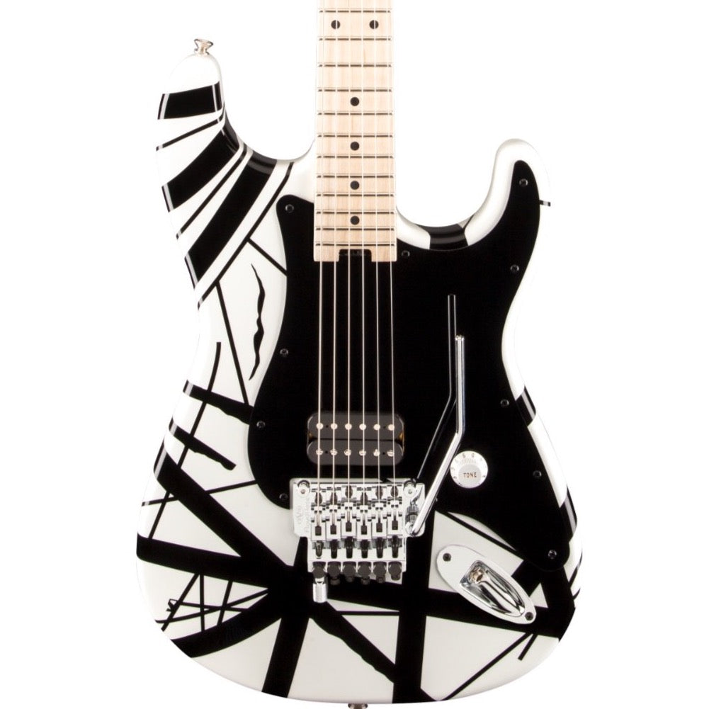 EVH Striped Series Guitar, White with Black Stripes