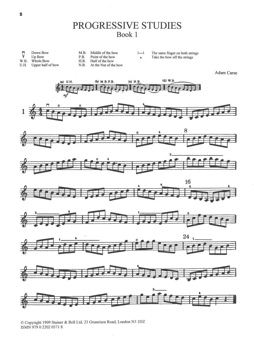 Carse: Progressive Violin Studies - Book 1