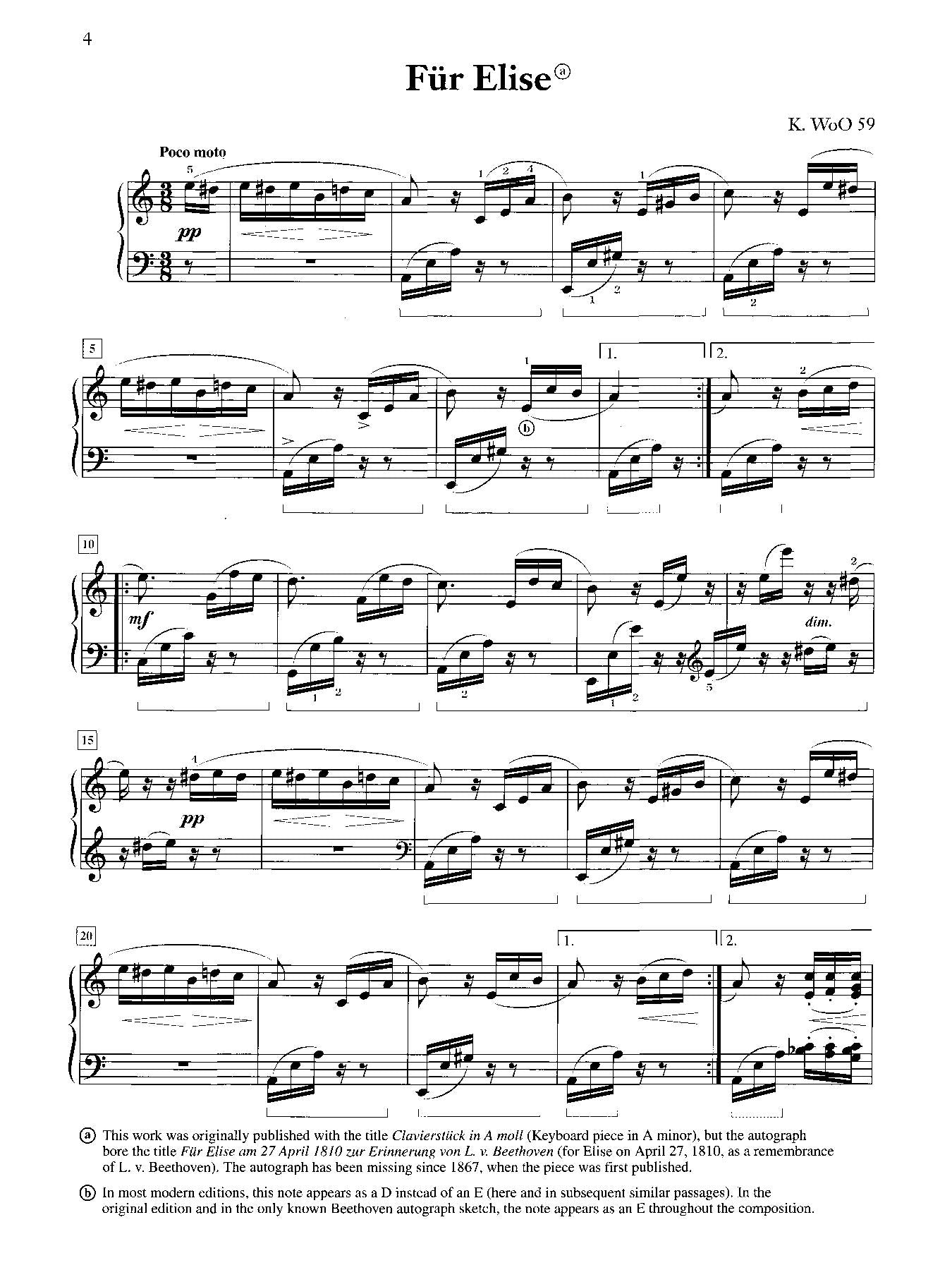 Beethoven: Für Elise for Piano Solo