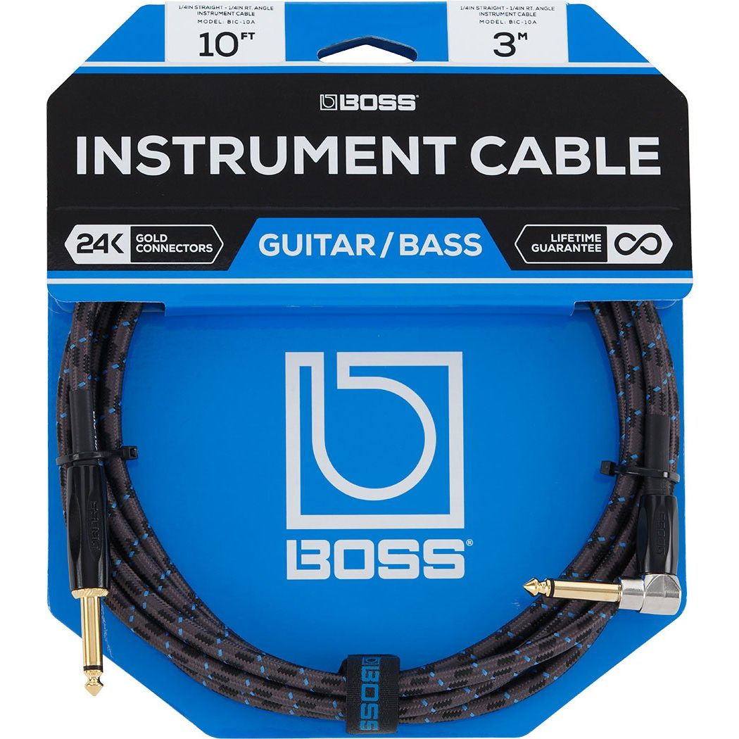 Boss Instrument Cable, Straight to Right-Angle