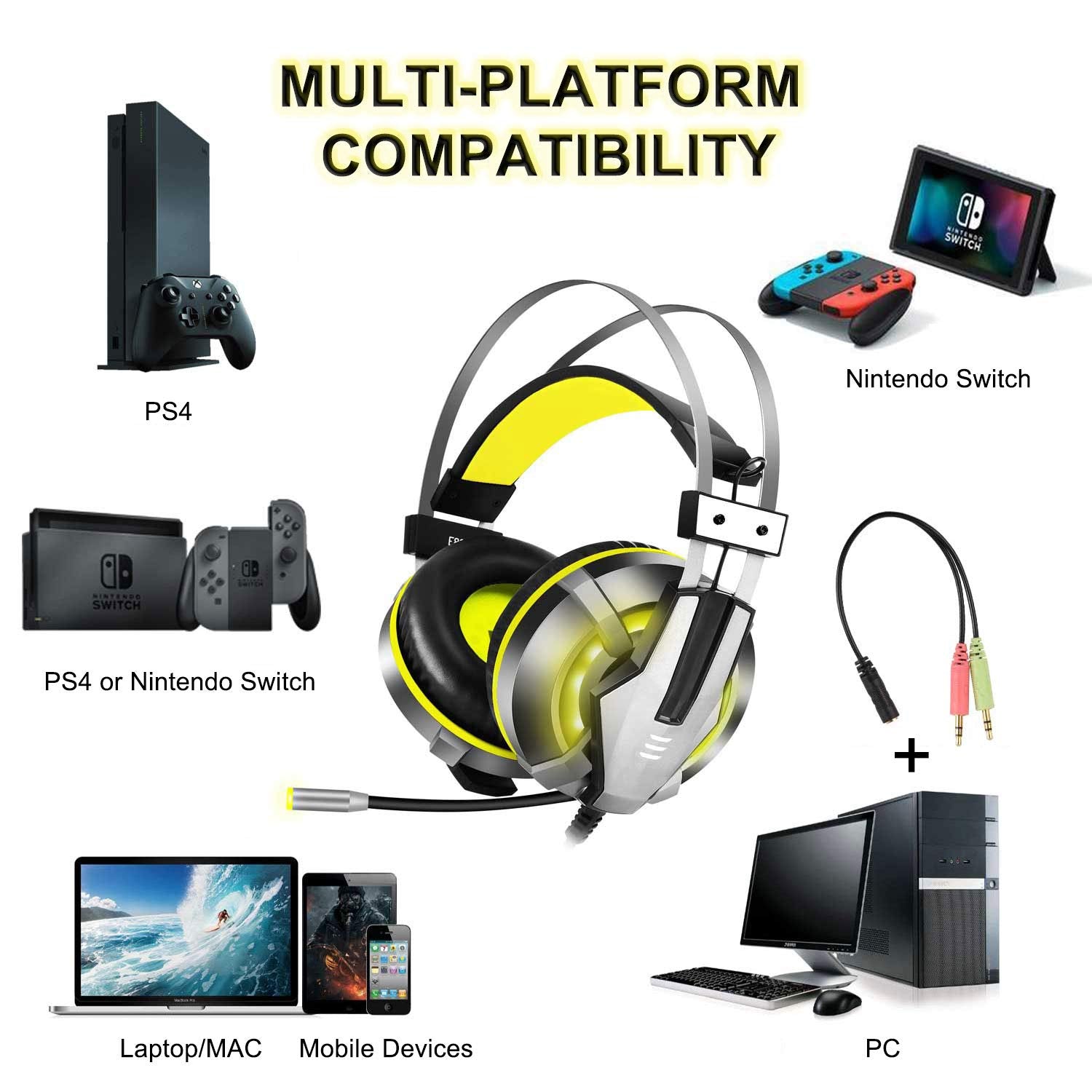EKSA E800 Stereo Sound Wired Gaming Headset
