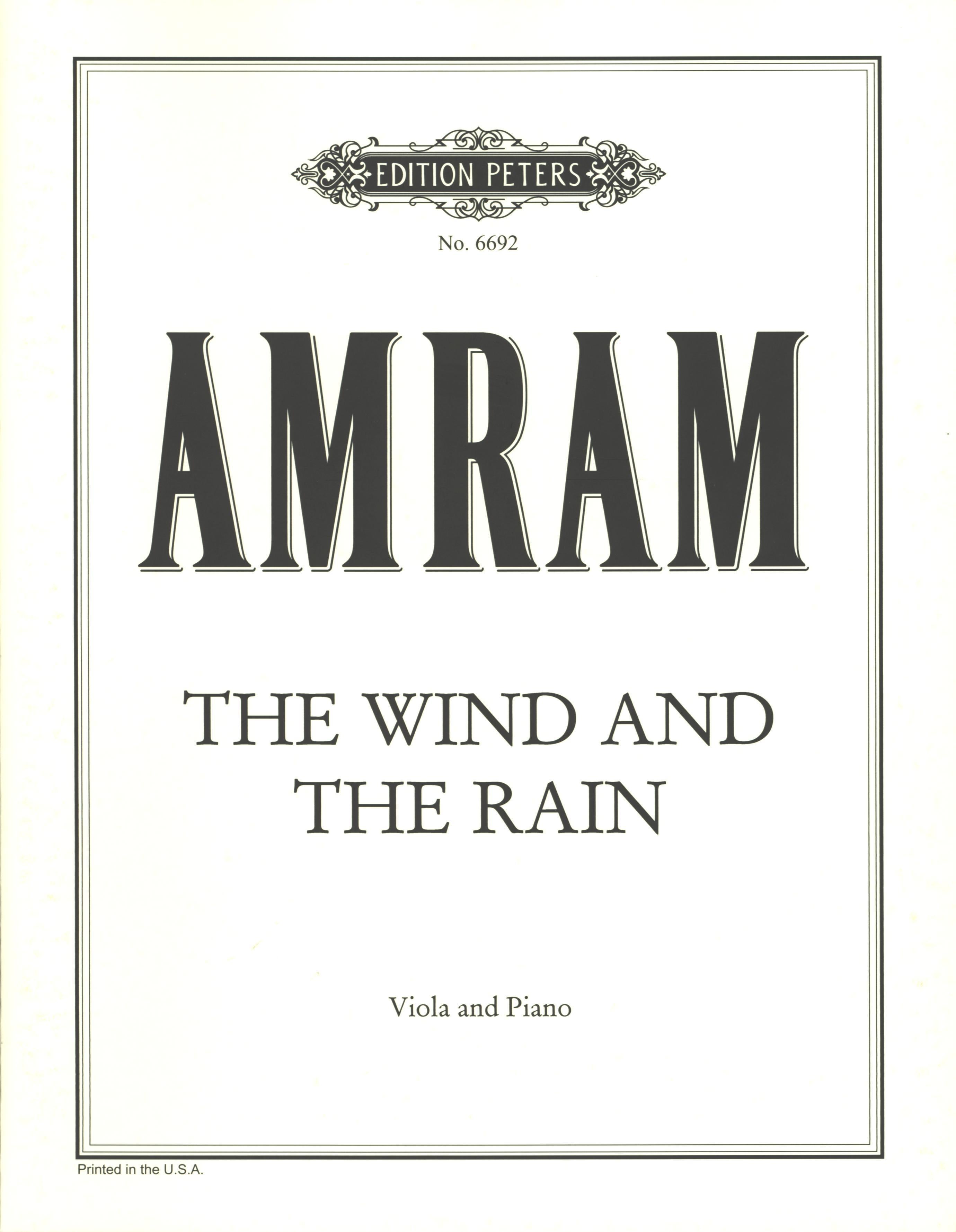 Amram: The Wind and the Rain for Viola and Piano