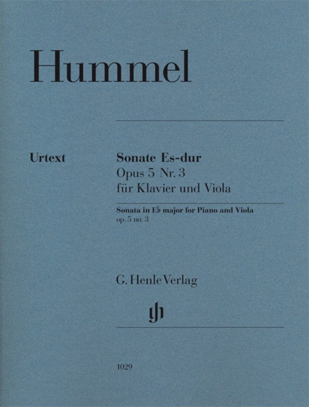 Hummel: Viola Sonata in E-flat Major Op 5 No 3 Vla/Piano