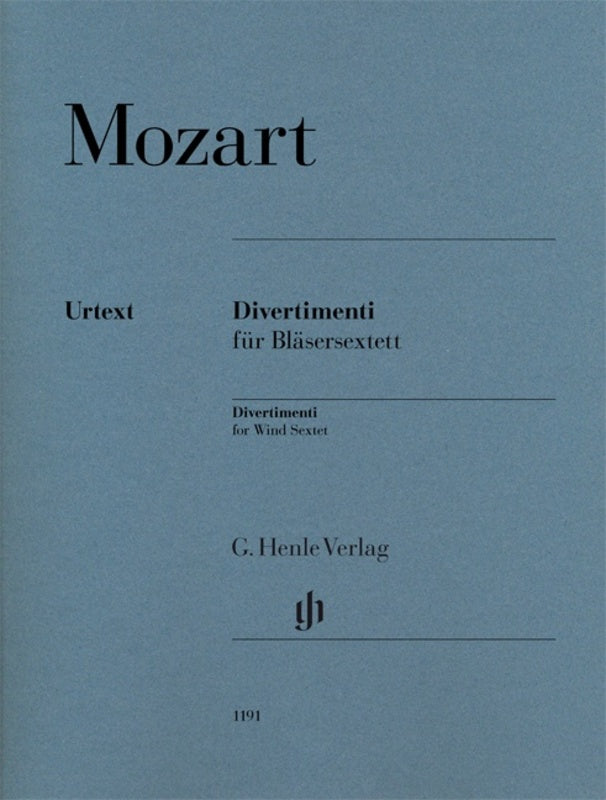 Mozart: Divertimenti for 2 Oboes, 2 Horns & 2 Bassoons - Score & Parts