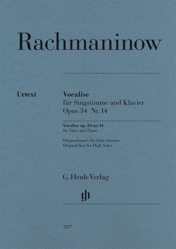 Rachmaninoff: Vocalise Op 34 No 14 for Voice & Piano