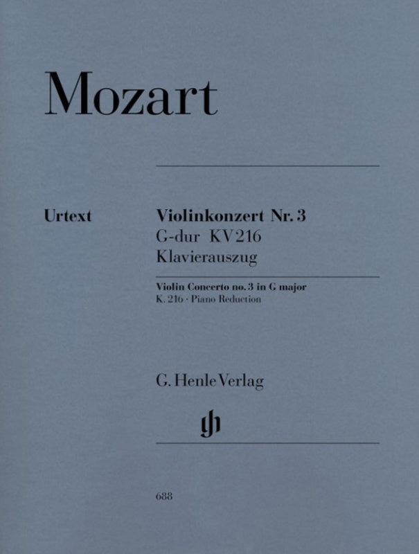 Mozart: Violin Concerto No 3 G Major K 216 Violin & Piano