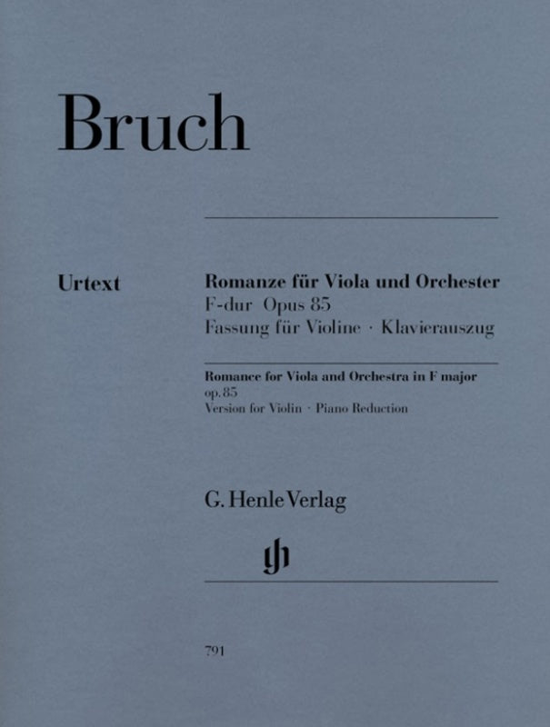 Bruch: Romance for Viola F Major Op 85 for Violin & Piano