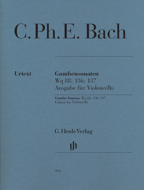 Bach: Gamba Sonatas WQ 88 136 137 Edition for Cello & Piano