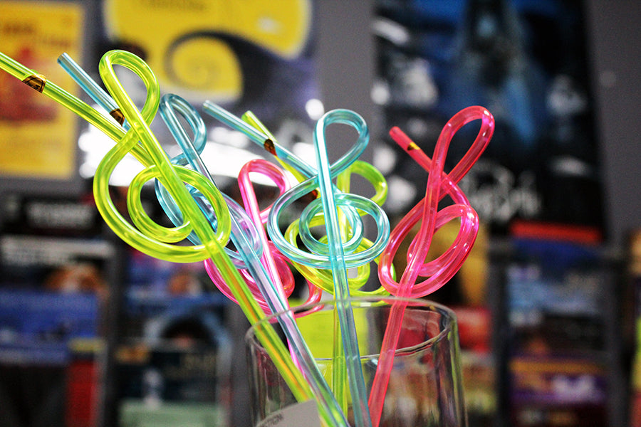Plastic Straws Asstd Colours G Clef Single Straw