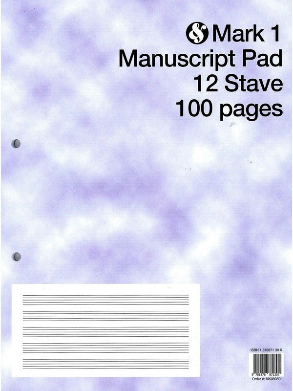 Ma Script Pad Mark 1 Manuscript Pad, 12 Stave, 100 Pages
