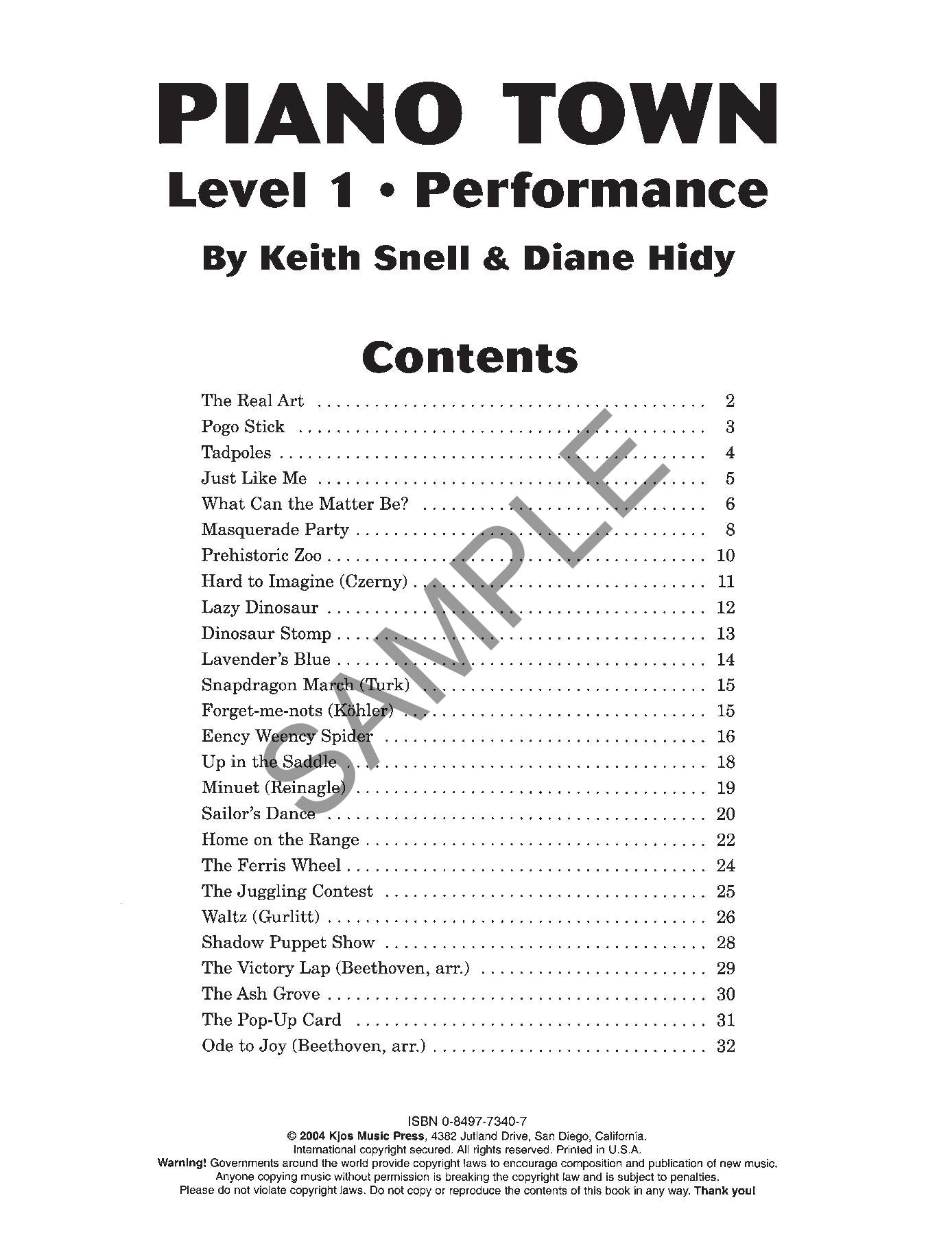 Piano Town Performance, Level 1