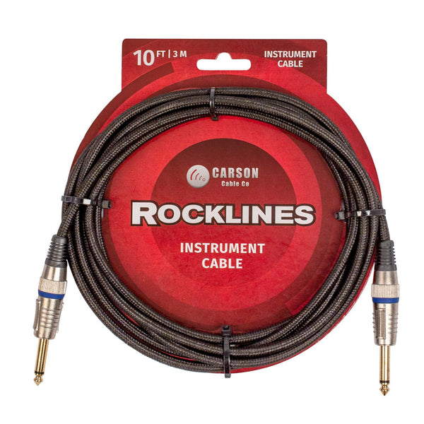 Carson Rocklines Braided Guitar Cable, Black
