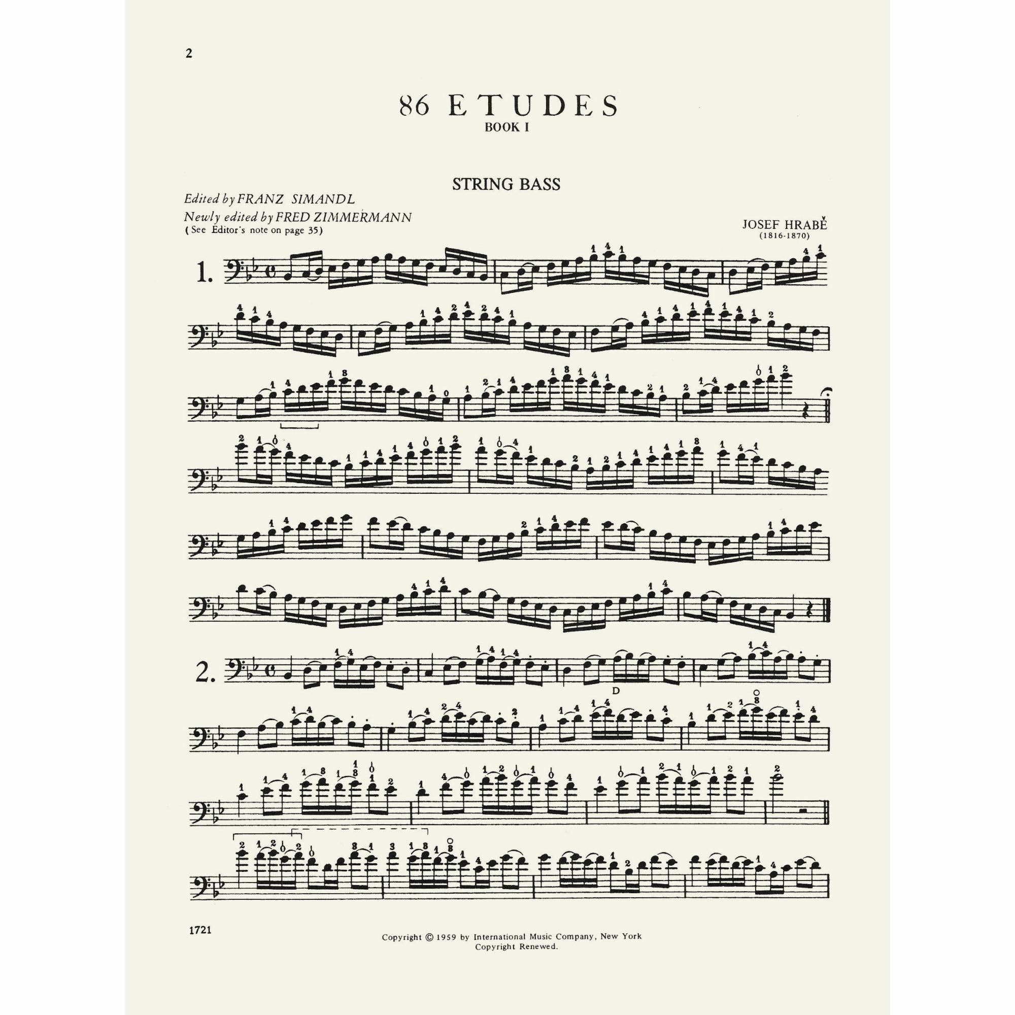 Hrabe: 86 Etudes for String Bass - Book 1
