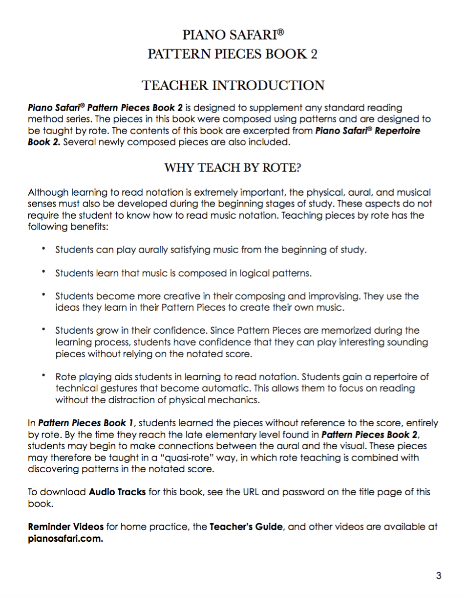 Piano Safari Pattern Pieces 2