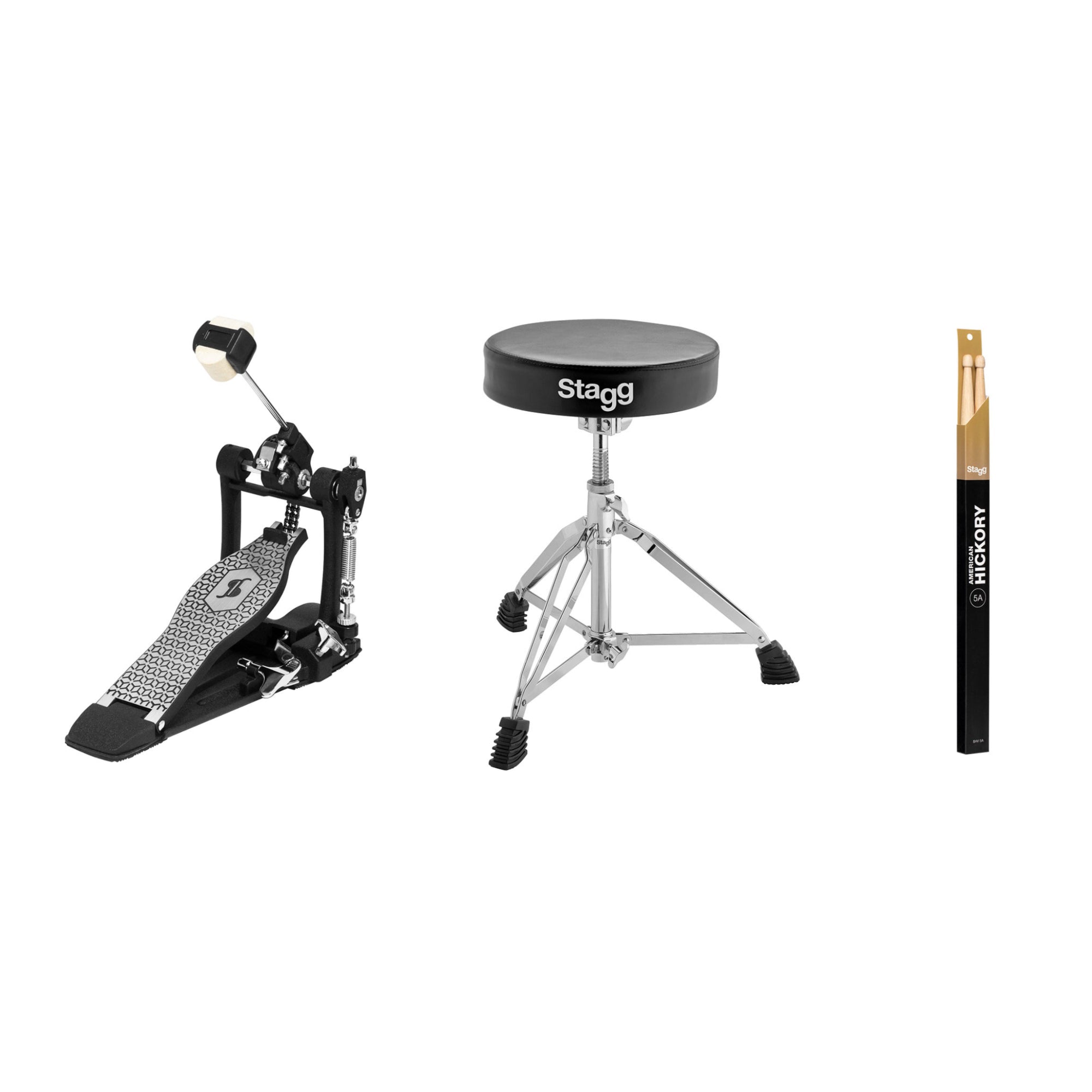 Stagg Drums Hardware Pack - Stool, Bass Drum Pedal & Sticks