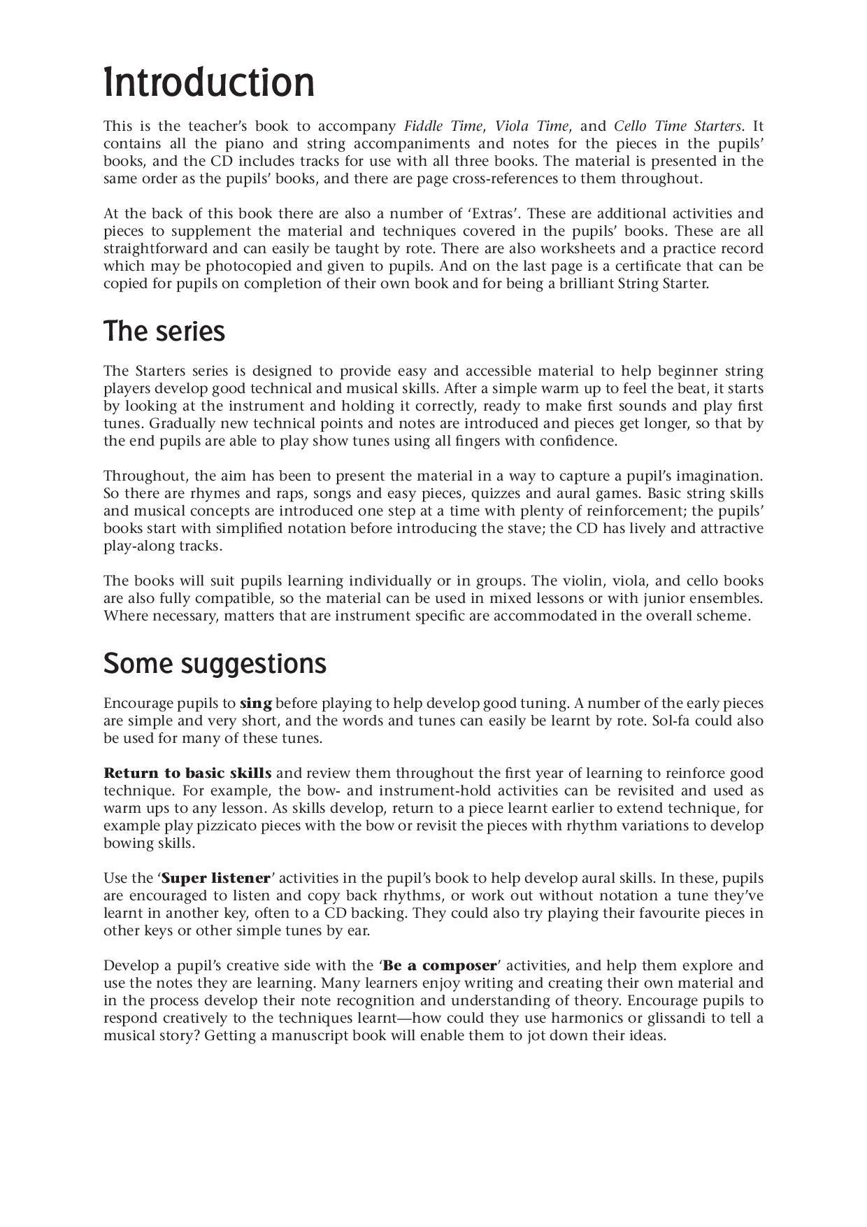 String Time Starters Teacher's Handbook