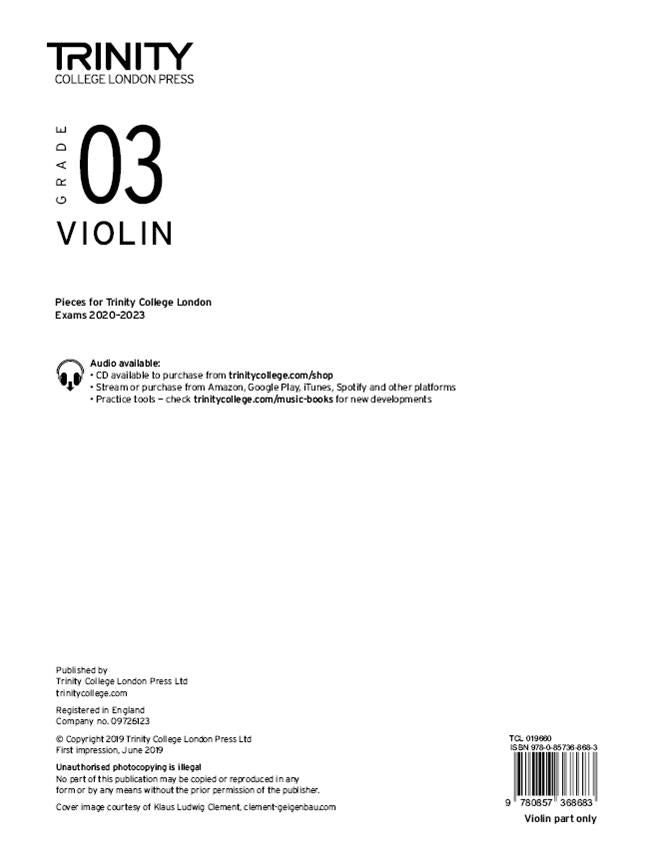Trinity Violin 2020-23 Grade 3, Part Only